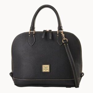 Dooney & Bourke Black Leather Structured Sorrento Zip Zip Satchel Purse